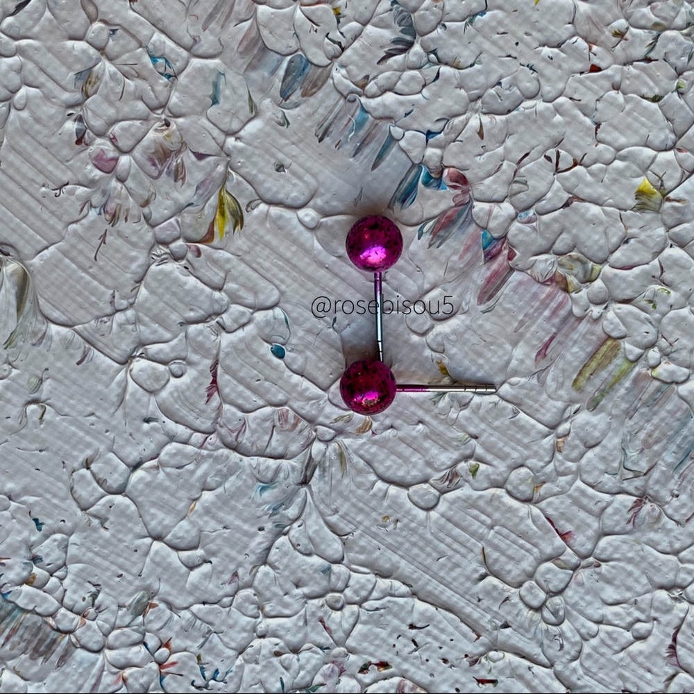 💋🆕Hot Pink Paint Splatter Effect Stud Earrings